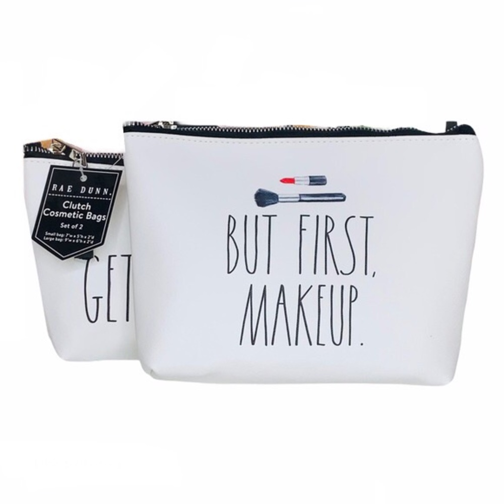 RAE DUNN Cosmetic Bags But First Make Up Get Cute NWT